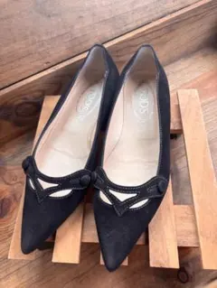 TOD'S ブラック スエード パンプス 35.5(22.5cm)