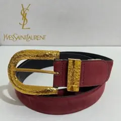 YVESSAINTLAURENT / イヴサンローラン スエードベルト 赤紫×金のサムネイル