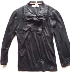 ローラアシュレイ　ブラウス　シャツ　リボンタイ　黒　美品　Sのサムネイル