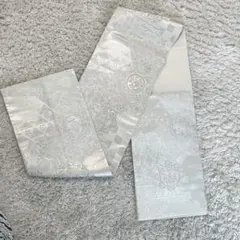 袋帯 正絹 シルバー フォーマル 六通柄 シルバー 袋帯 花柄 ✨
