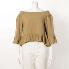 ストライプフリルブラウス