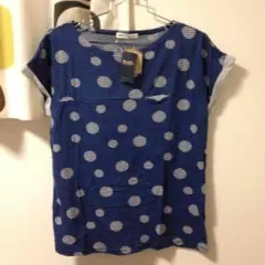 【再お値下げ！】ドット &ボーダー ブルーTシャツ★