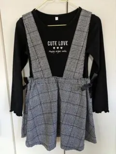 【120cm美品】 長袖ワンピース チェック柄