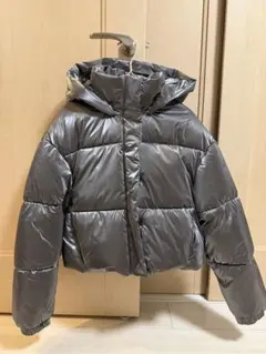 ZARA フード付きグレーダウンジャケット