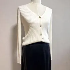 ブージュルード リブカーディガン アイボリー フリーサイズ 長袖 シンプル