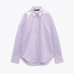 ZARA ストライプシャツ 長袖 パープル　ピンクシャツ