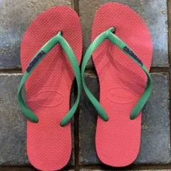 havaianas ビーチサンダル スリムピンク グリーン 37-38のサムネイル