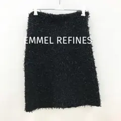 美品 EMMEL REFINES フリンジ タイトスカート 黒 M シャギーのサムネイル