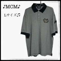 MCM 綿100% ワッペン 大きめ ポロシャツ ゴルフシャツ グレー Lサイズのサムネイル
