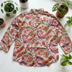LAUREN Ralph Lauren ペイズリー柄 長袖シャツ L