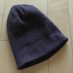 ダークブラウン リブ編み ニットビーニー