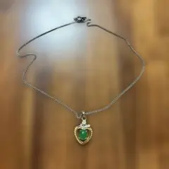 エメラルド風ハート型ペンダントネックレス