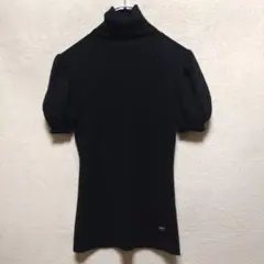 ▼FOXEY フォクシー▼ ウール パフスリーブ 半袖タートルネックニット 黒のサムネイル