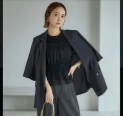 しまむら mysa 田中里奈 コラボ ジャケット 半袖 ジャケット　黒　グレーのサムネイル