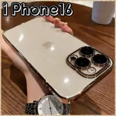iphone16 ケース スマホケース クリア メタリック 軽量 ラメ ゴールド