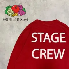 00s USA 古着 フルーツオブザルーム ロンT レッド 企業ロゴ コットン