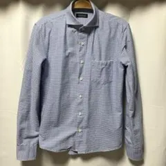 ナノユニバース メンズ ギンガムチェックシャツ 青