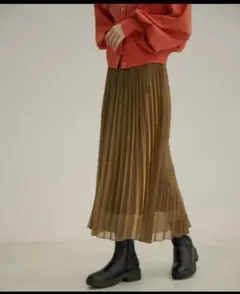 【未使用】VIS シャイニーシャンブレープリーツスカート