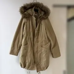 a.v.v ファー付きフード ベージュモッズコート