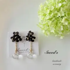 ▪フラワーチャーム×鈴丸ビーズピアス／イヤリング
