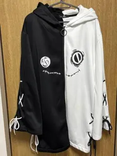 Nier Clothing 白黒編み上げリボン フード付きパーカー