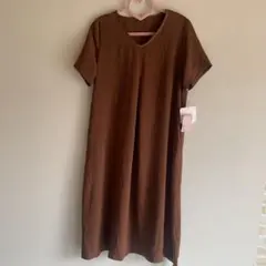 新品未使用品　SALT SUGAR ブラウン Vネック 半袖 ロングワンピース