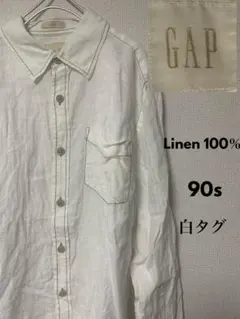 90s 00s オールド ギャップ リネン シャツ 白タグ ホワイト