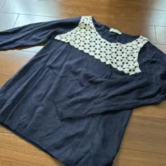 earth music&ecology ネイビー レースニット