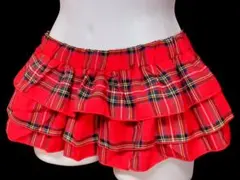 3段フリル✿タータンチェック✿マイクロミニスカート