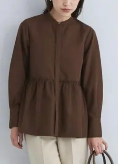 green label relaxingスタンドカラーティアードブラウスペプラム