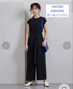 UNITED ARROWS クルーネック オールインワン　ネイビーのサムネイル