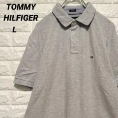 【トミーヒルフィガー】半袖鹿の子ポロシャツ グレー US古着