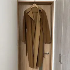 ロング丈　キャメル　ブラウン ロングコート ウエストベルト付き　ガウン　羽織