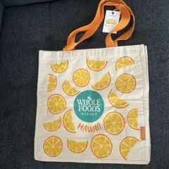 ハワイ限定 ホールフーズマーケット エコバッグ　オレンジ柄