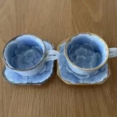 デミタスカップ&ソーサー ミニカップ&ソーサー2客セット プラチナ牡丹・金牡丹