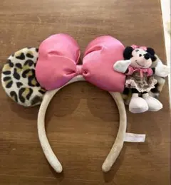 ミニーマウス ぬいぐるみ付き カチューシャ ヒョウ柄