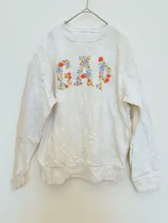 GAP フラワープリント トレーナー XSトップススウェットホワイト白長袖