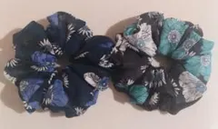 ハンドメイドシュシュ★フラワー柄(透け感あり)2個セット