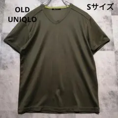 90s OLD UNIQLO Vネック Tシャツ カーキ S 男女兼用