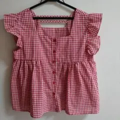 Si様専用・SHEIN フリル付きギンガムチェックシャツのサムネイル