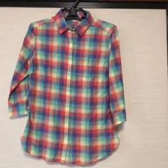 UNIQLO チェック柄 七分袖シャツ M