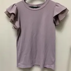 薄紫 フリル袖 Tシャツ