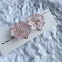 イヤリング＊フラワー　ピンク