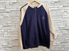 ジップアップジャケット ネイビー×ホワイト 刺繍ロゴ スポーツMIX