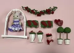 【美品】シルバニアファミリー　フラワーギフトセット　ローズアーチフラワーポット
