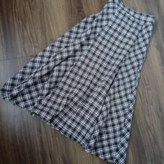 ブラウン チェック柄 フレアスカート