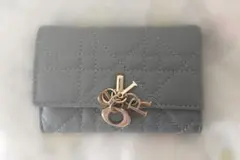 DIOR ディオール カナージュ ラムレザー ブルー 二つ折り ウォレットのサムネイル