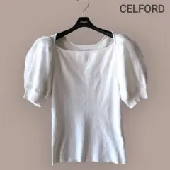 CELFORD シアーパフスリーブ ニットプルオーバー オーガンジー36のサムネイル