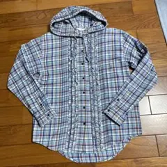 PINK HOUSE フード付き チェック フリル シャツのサムネイル