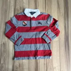 BURBERRY ラガーシャツ 120A 赤/グレー